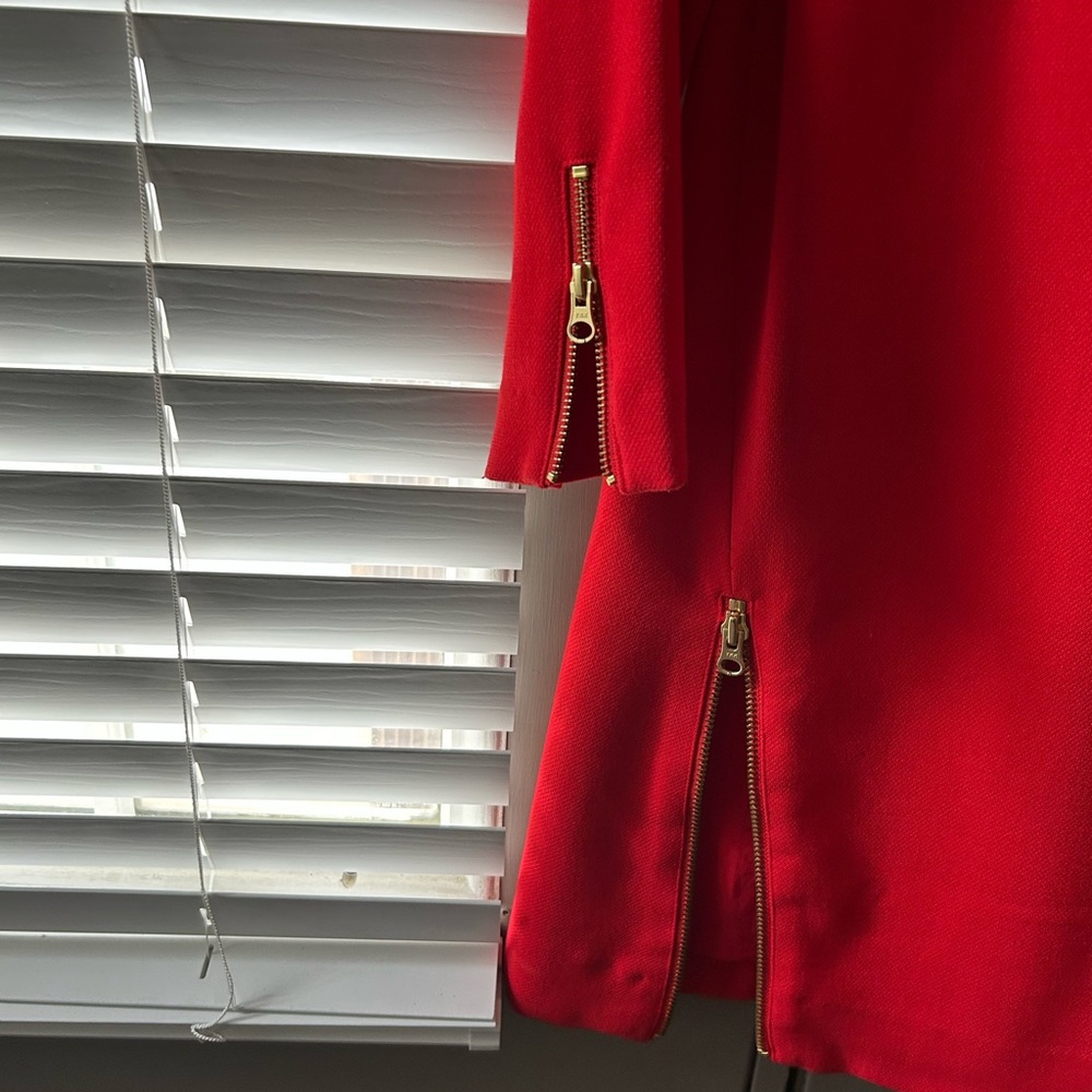 J. Crew Red Dress with Gold Zipper Details